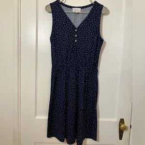 French Grey Navy Sleeveless Midi Dress
